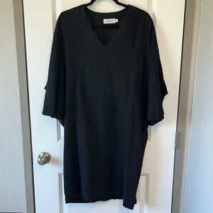 Ginger Beach Linen Blend Coastal Beach V-Neck Kimono Sleeve Dress Size L